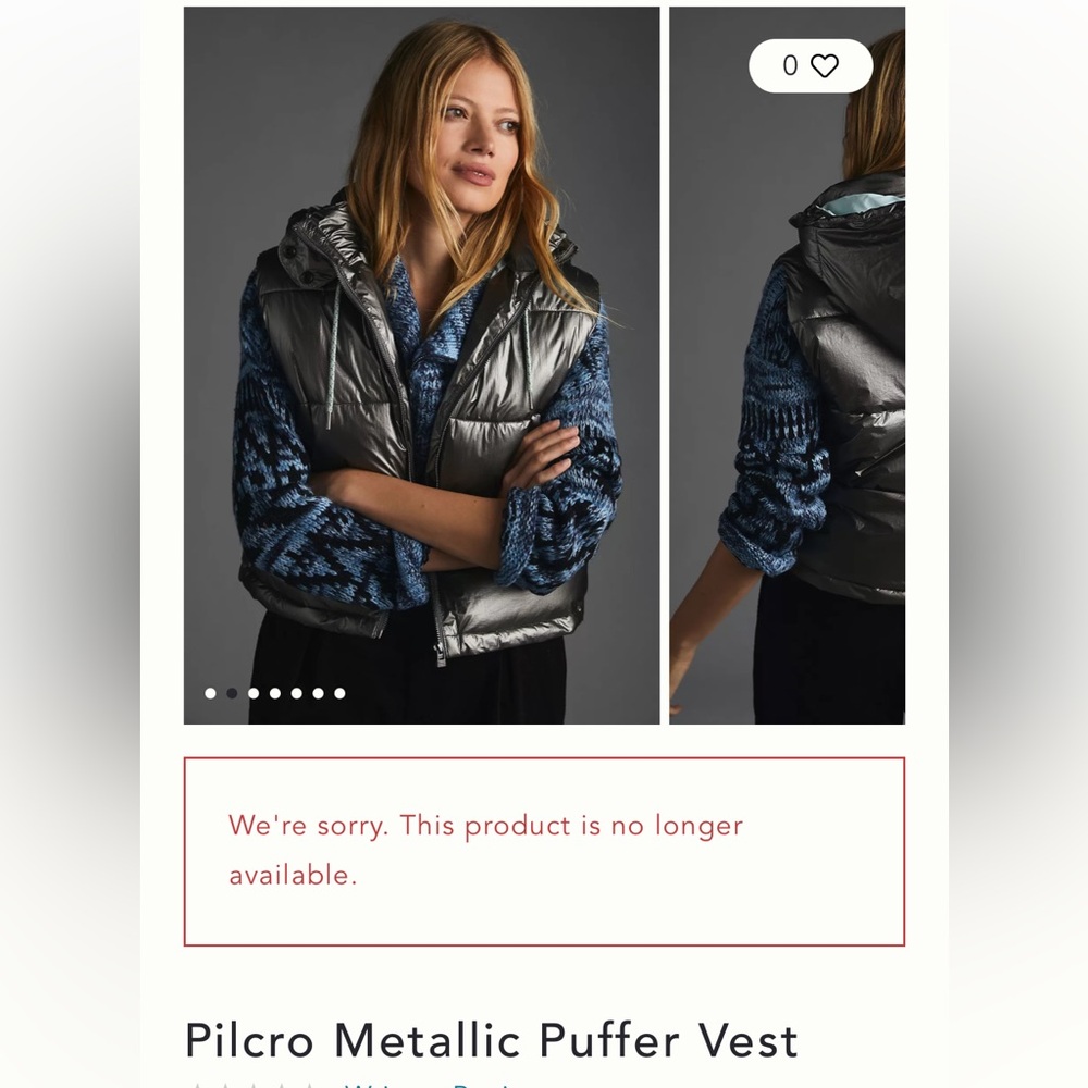 SOLD OUT Pilcro Anthropologie metallic hooded (removable) vest, size XS, $140